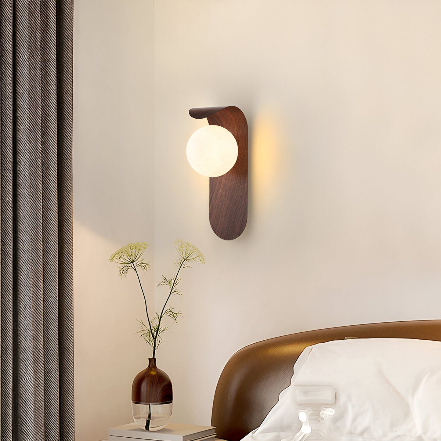 Nordic Minimalist Iron and Wood Accent LED Wall Light | Sarvian