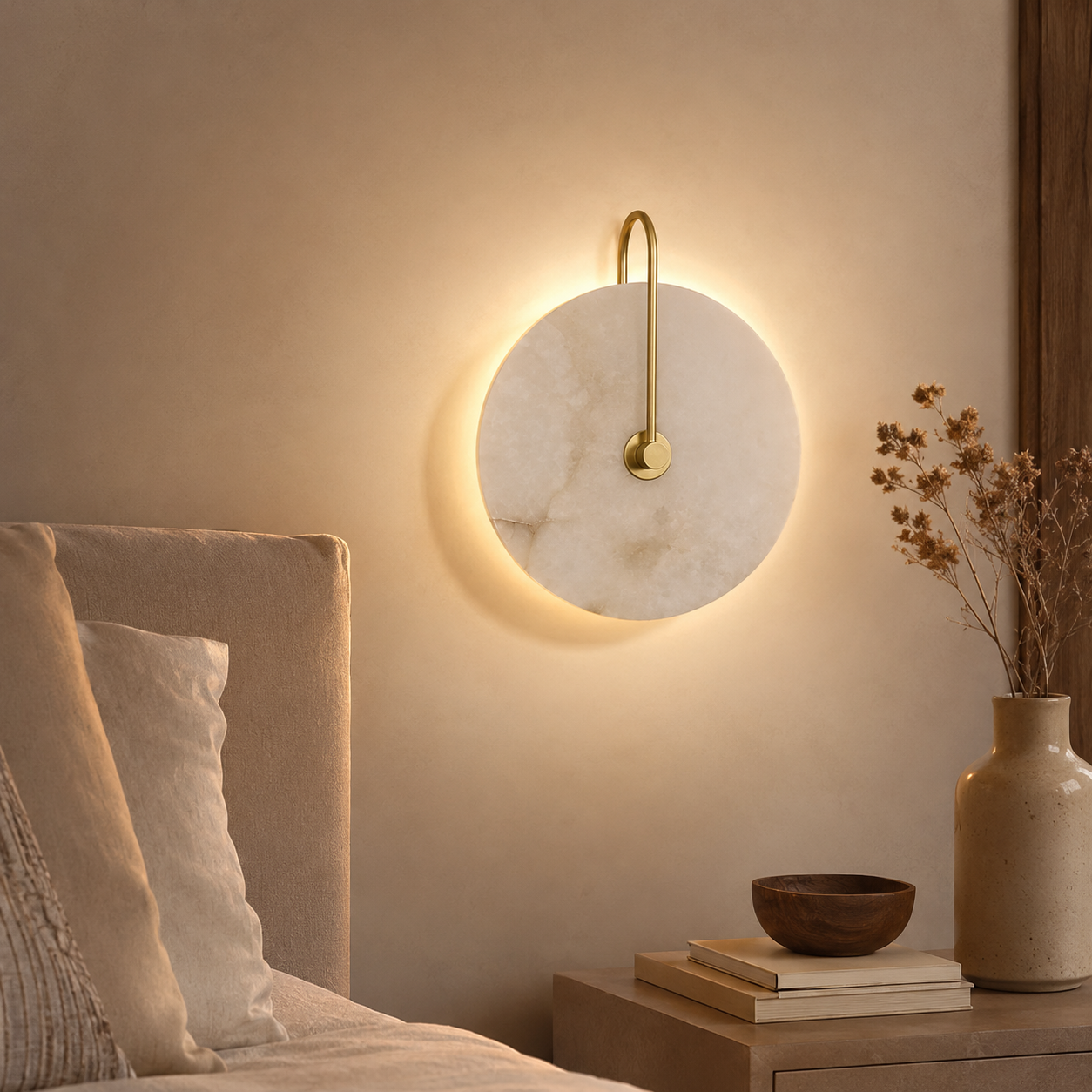 Nordic Natural Alabaster Marble Wall Light Modern Design | Albrin