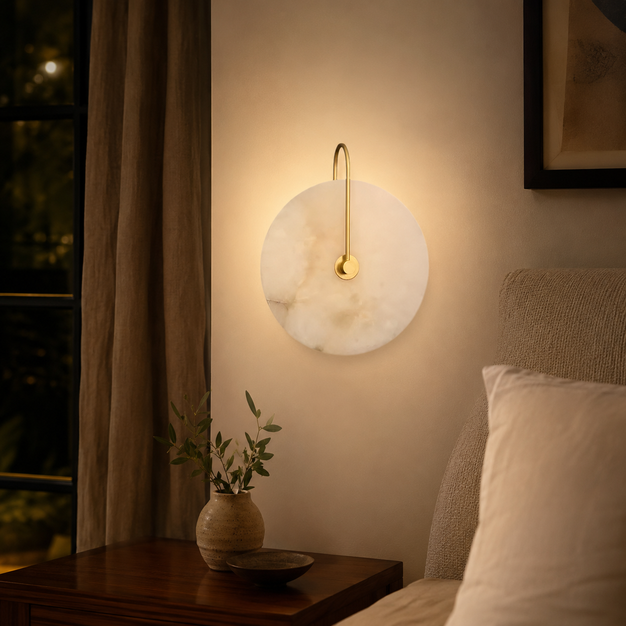 Nordic Natural Alabaster Marble Wall Light Modern Design | Albrin