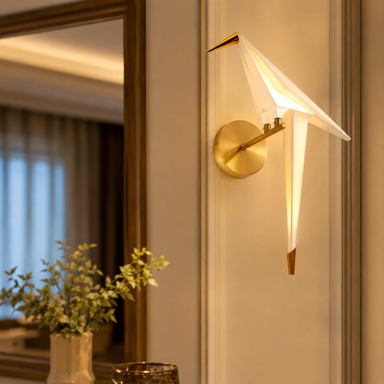 Nordic Paper Crane Acrylic LED Indoor Wall Light | Alnora