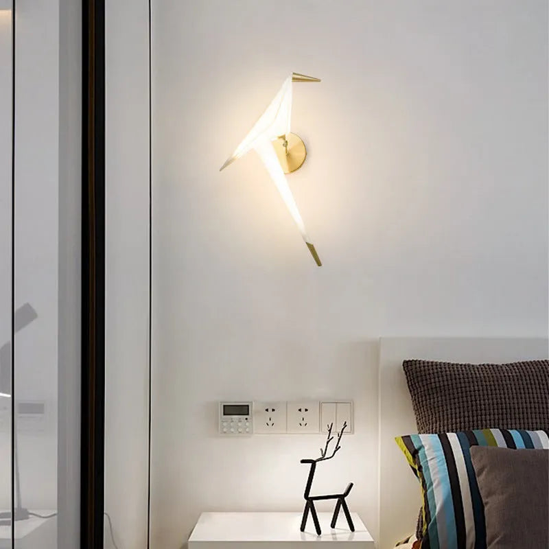 Nordic Paper Crane Acrylic LED Indoor Wall Light | Alnora