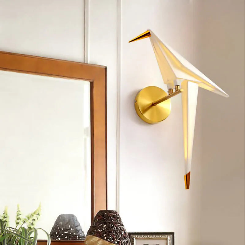 Nordic Paper Crane Acrylic LED Indoor Wall Light | Alnora