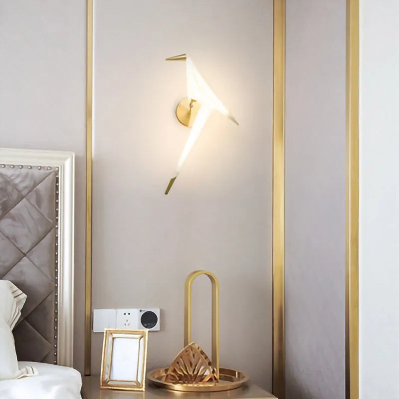 Nordic Paper Crane Acrylic LED Indoor Wall Light | Alnora