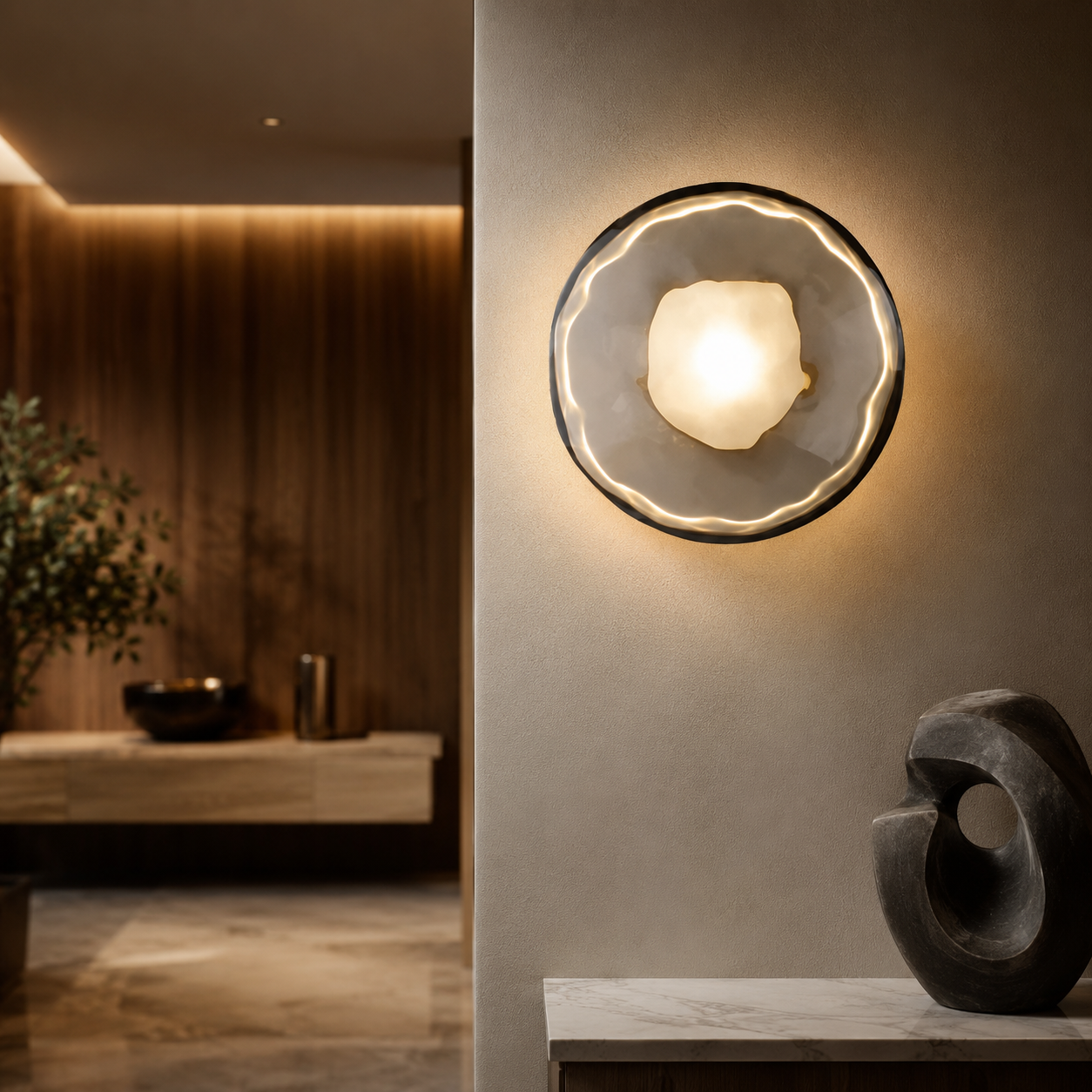 Nordic Round Glass Wall Light with Soft LED Glow | Glanova