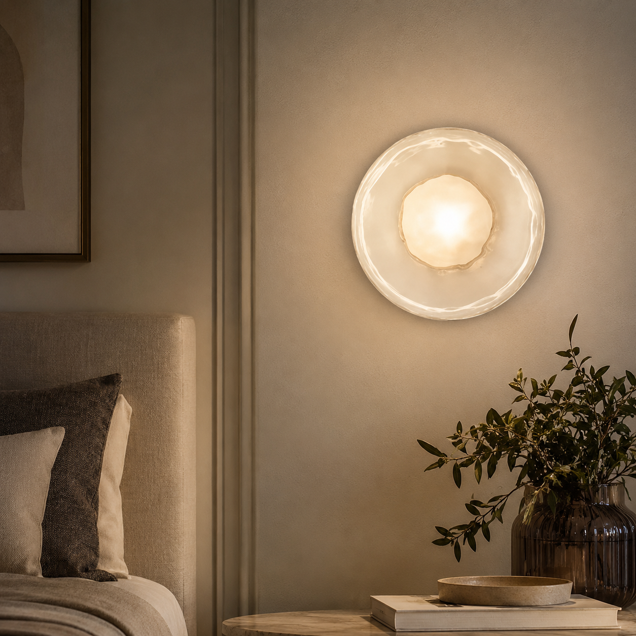 Nordic Round Glass Wall Light with Soft LED Glow | Glanova