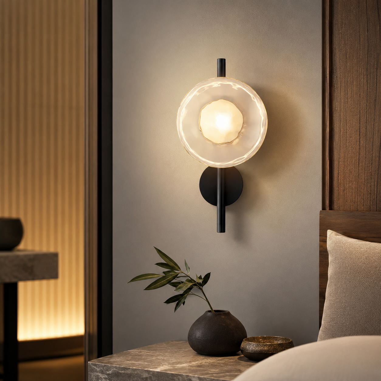 Nordic Round Glass Wall Light with Soft LED Glow | Glanova