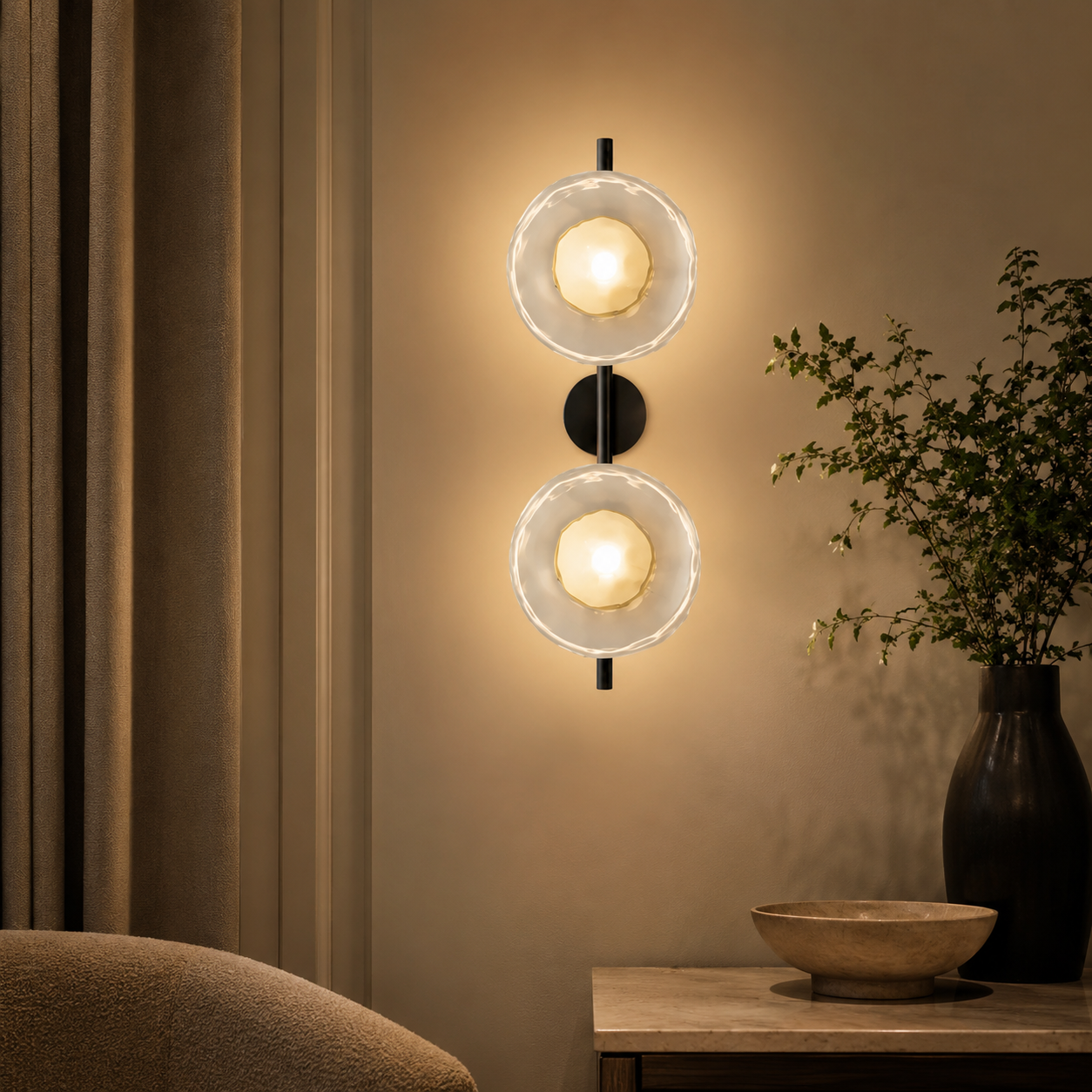 Nordic Round Glass Wall Light with Soft LED Glow | Glanova