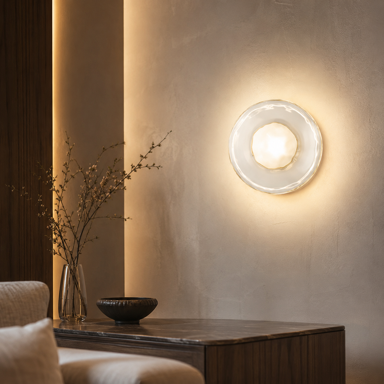 Nordic Round Glass Wall Light with Soft LED Glow | Glanova