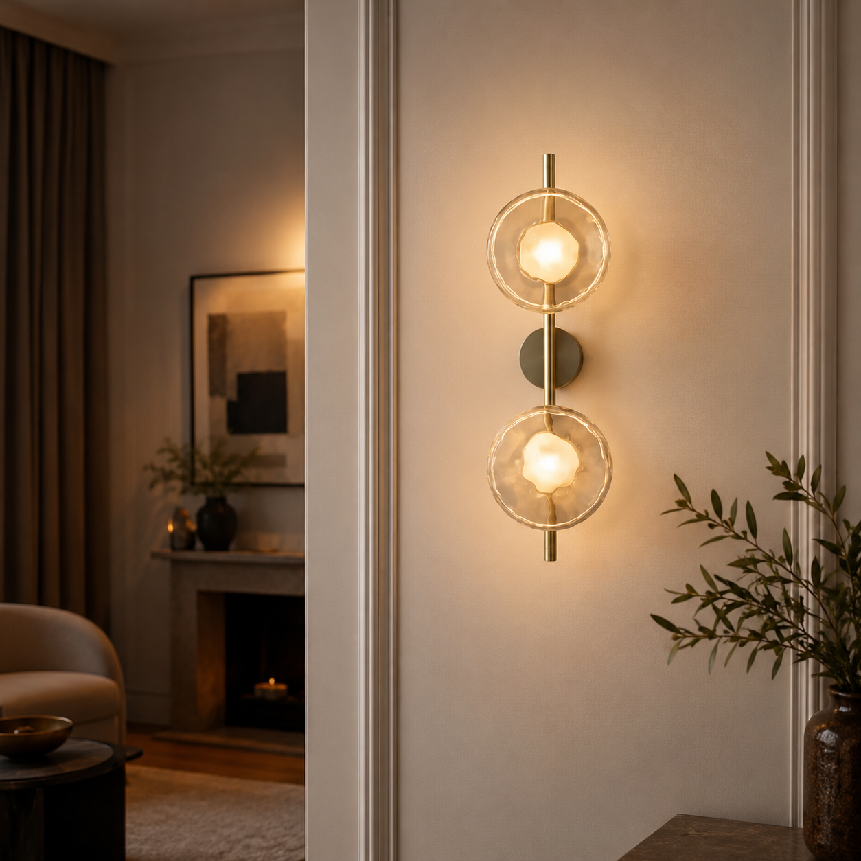 Nordic Round Glass Wall Light with Soft LED Glow | Glanova