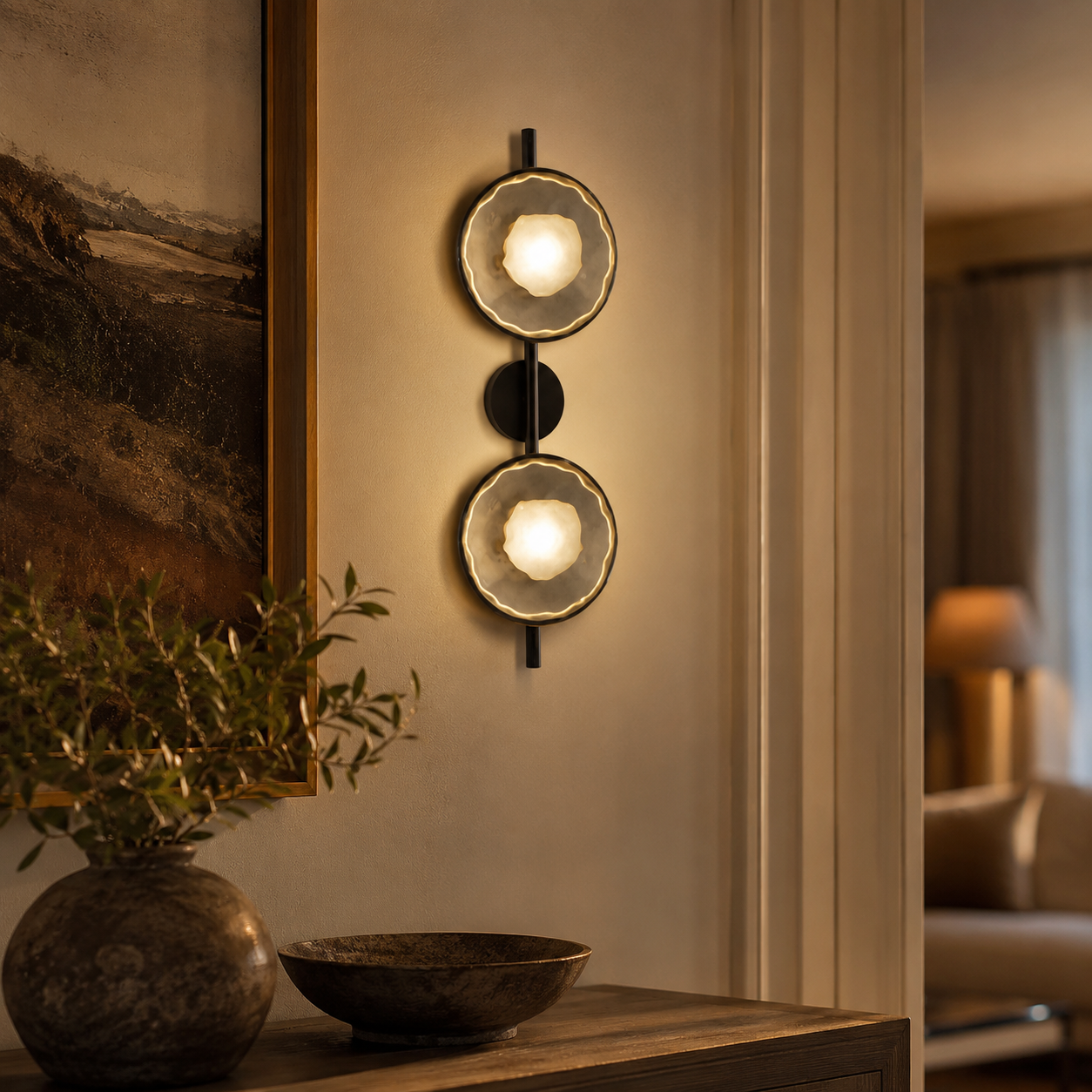 Nordic Round Glass Wall Light with Soft LED Glow | Glanova