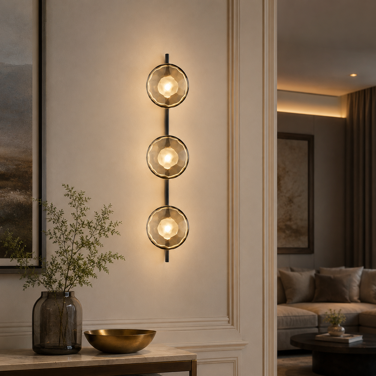 Nordic Round Glass Wall Light with Soft LED Glow | Glanova