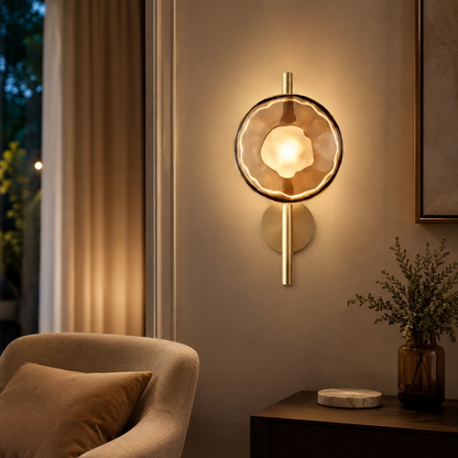 Nordic Round Glass Wall Light with Soft LED Glow | Glanova