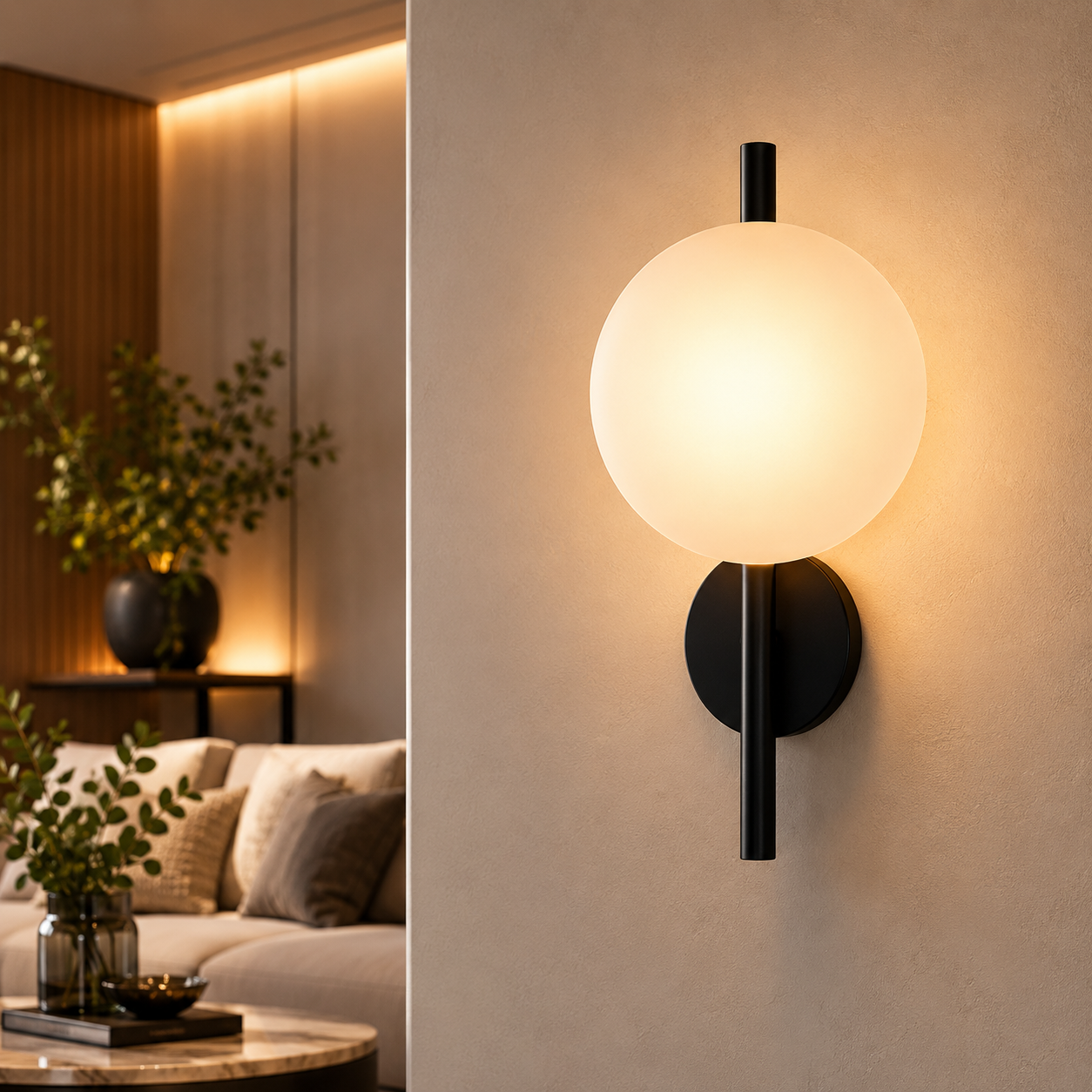 Nordic Round Glass Wall Light with Soft LED Glow | Glanova