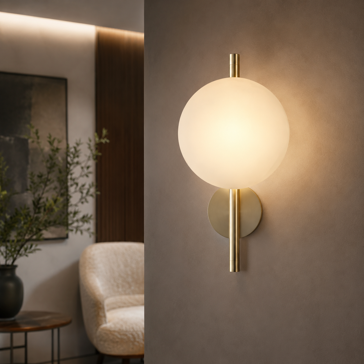 Nordic Round Glass Wall Light with Soft LED Glow | Glanova