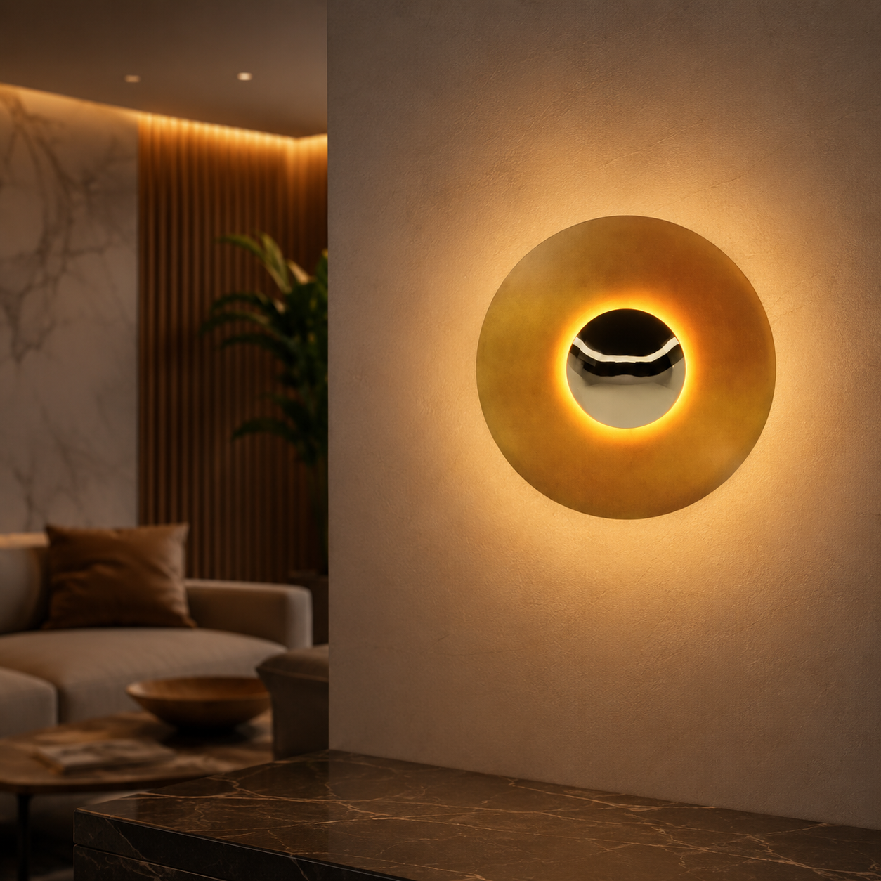 Nordic Round Metal LED Wall Light for Interiors | Tavena