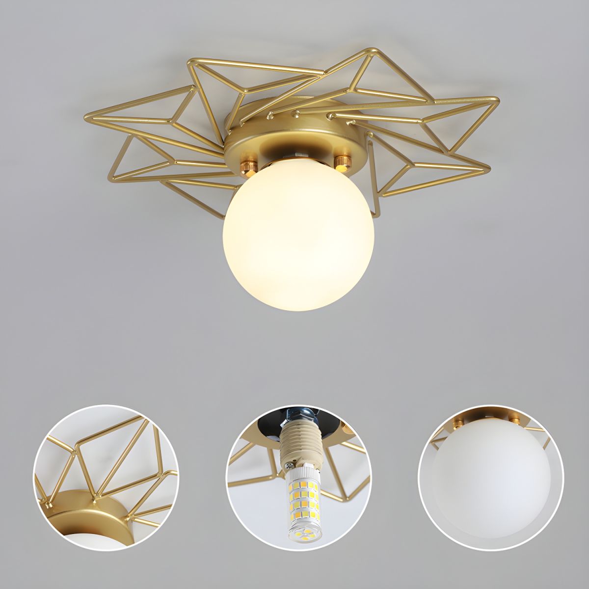 Nordic Style Glass Flush Ceiling Light Fixture | Liorvo