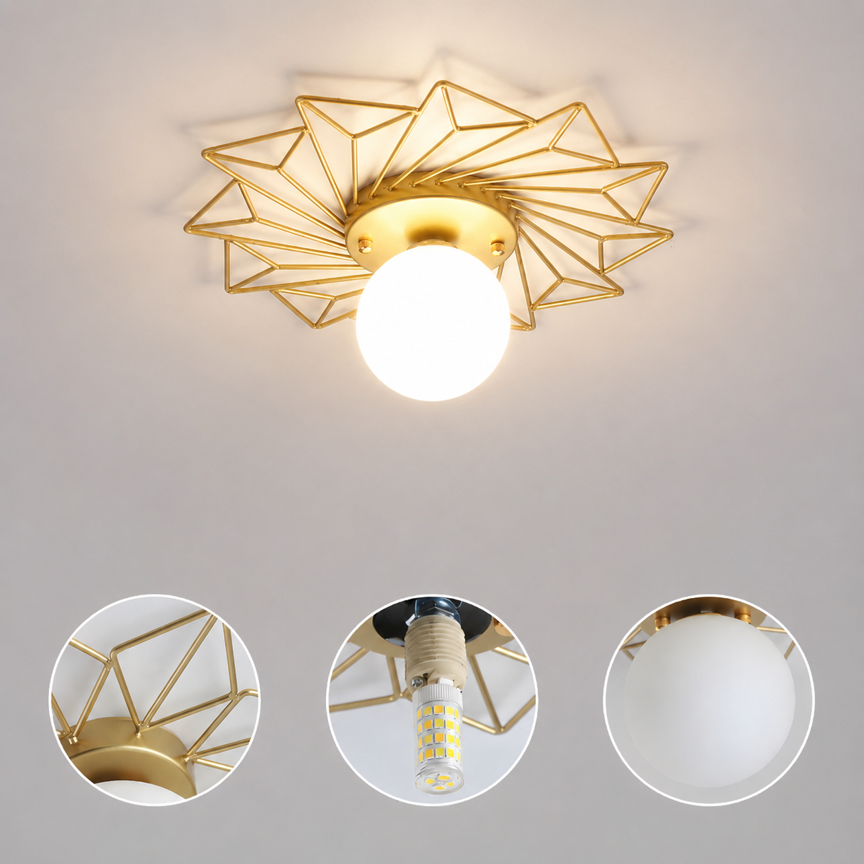 Nordic Style Glass Flush Ceiling Light Fixture | Liorvo