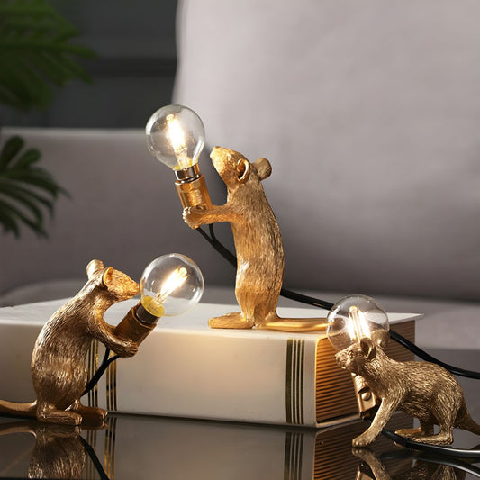 Nordic Style Gold Resin Mouse Table Lamp | Rattate