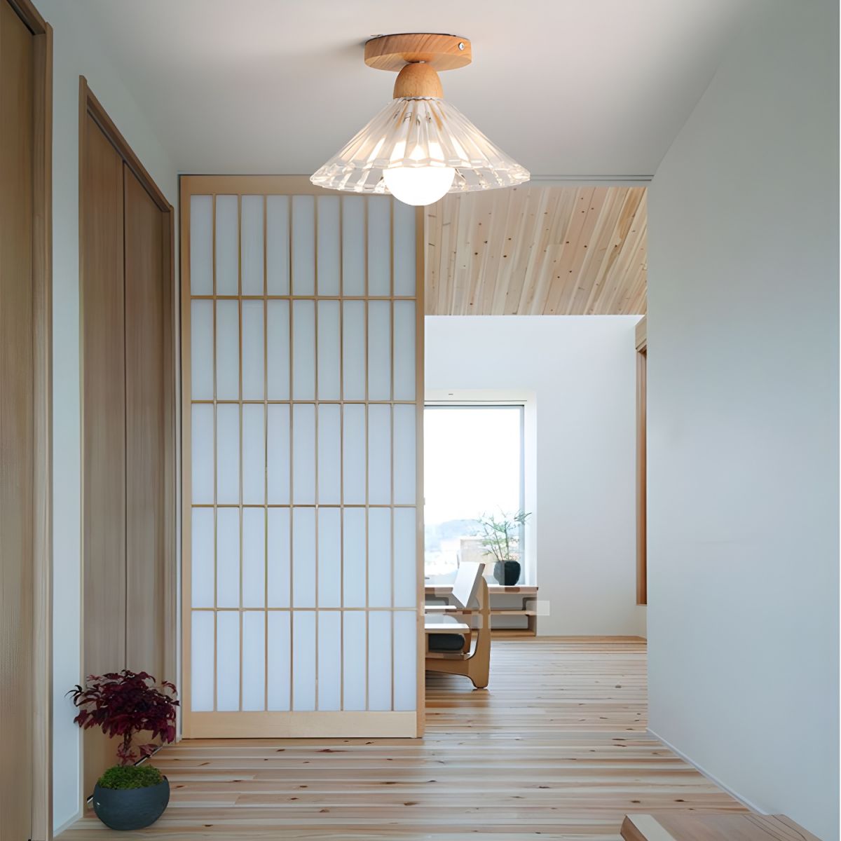 Nordic Style Ribbed Glass Cone Ceiling Light | Auriel