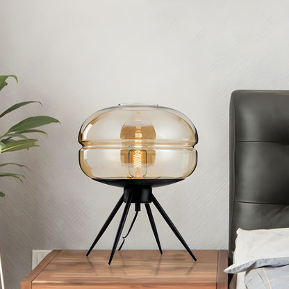 Nordic Table Lamp with Cognac Glass Shade | Zomila