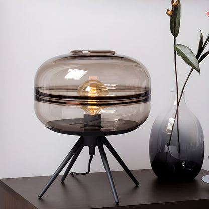 Nordic Table Lamp with Cognac Glass Shade | Zomila