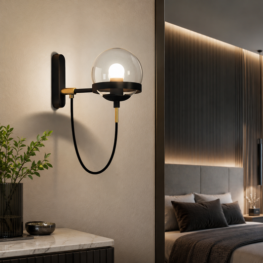 Nordic Vintage Glass Globe Wall Light Fixture Lamp | Helvino