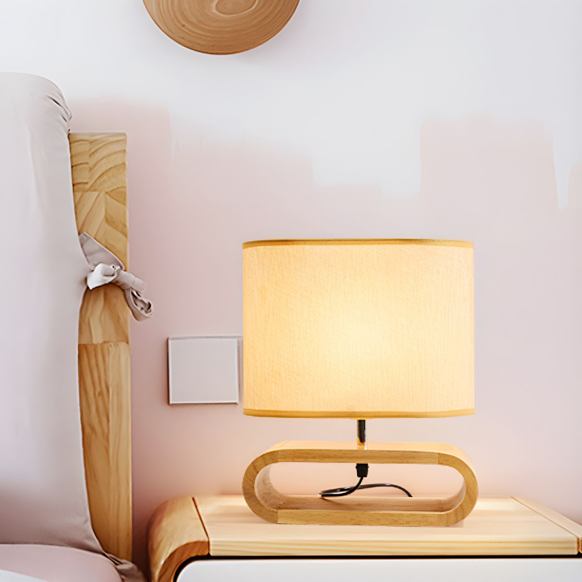 Nordic Wood Base Table Lamp with Fabric Shade | Lumirae