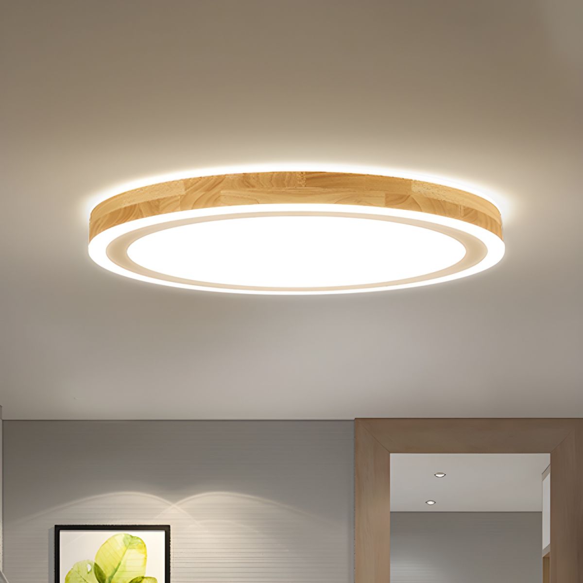 Nordic Wood LED Ceiling Light Flush Mount Round | Luvrion