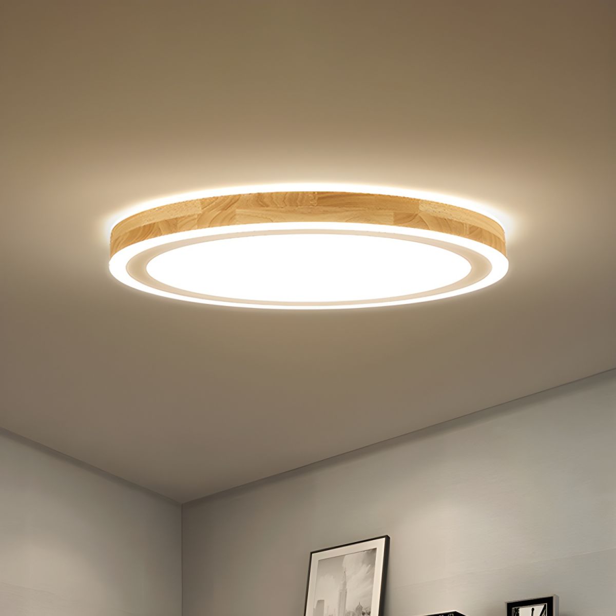 Nordic Wood LED Ceiling Light Flush Mount Round | Luvrion