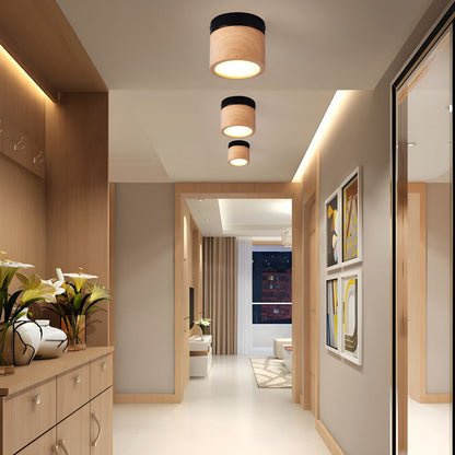 Nordic Wood Shade Flush Ceiling Light Fixture | Auriva