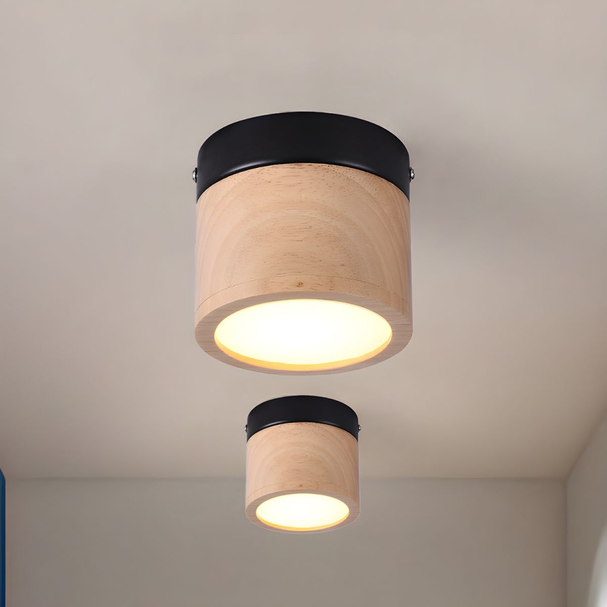 Nordic Wood Shade Flush Ceiling Light Fixture | Auriva