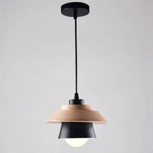 Nordic Wood and Metal LED Pendant Light Fixture | Lurenta