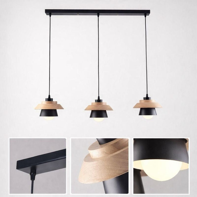 Nordic Wood and Metal LED Pendant Light Fixture | Lurenta