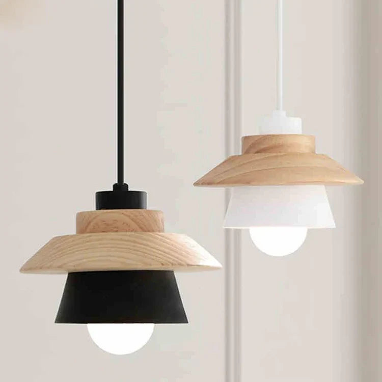 Nordic Wood and Metal LED Pendant Light Fixture | Lurenta