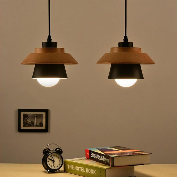 Nordic Wood and Metal LED Pendant Light Fixture | Lurenta