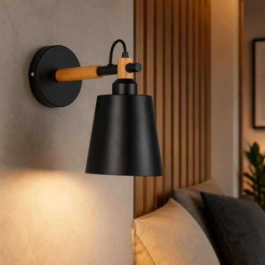 Nordic Wood and Metal Wall Light for Home Use | Lumnora