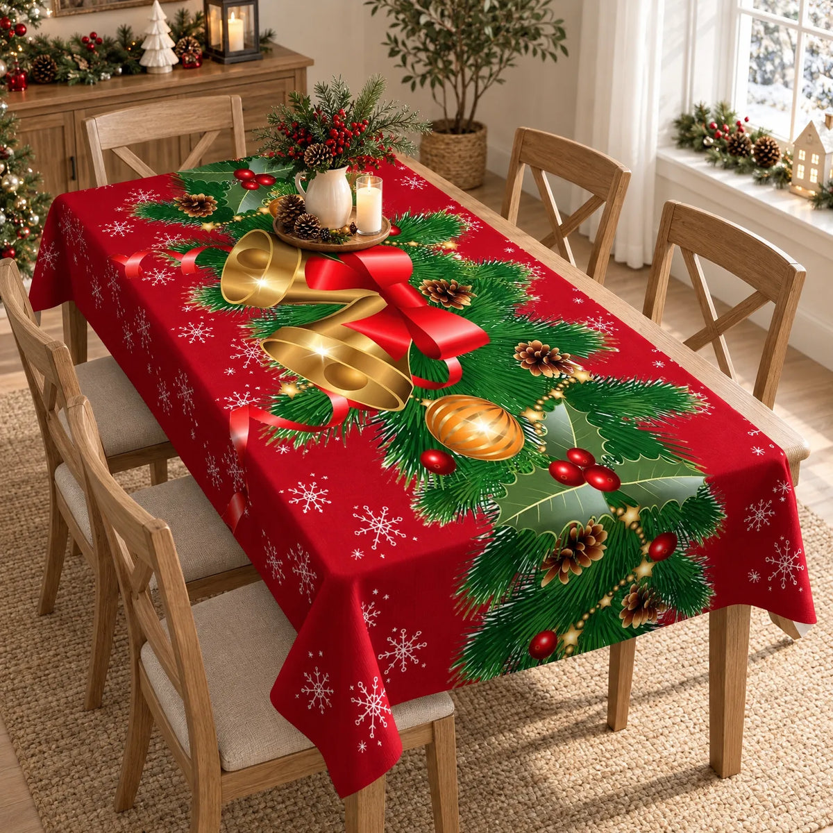 Oblong Christmas Tablecloth For Holiday Dining