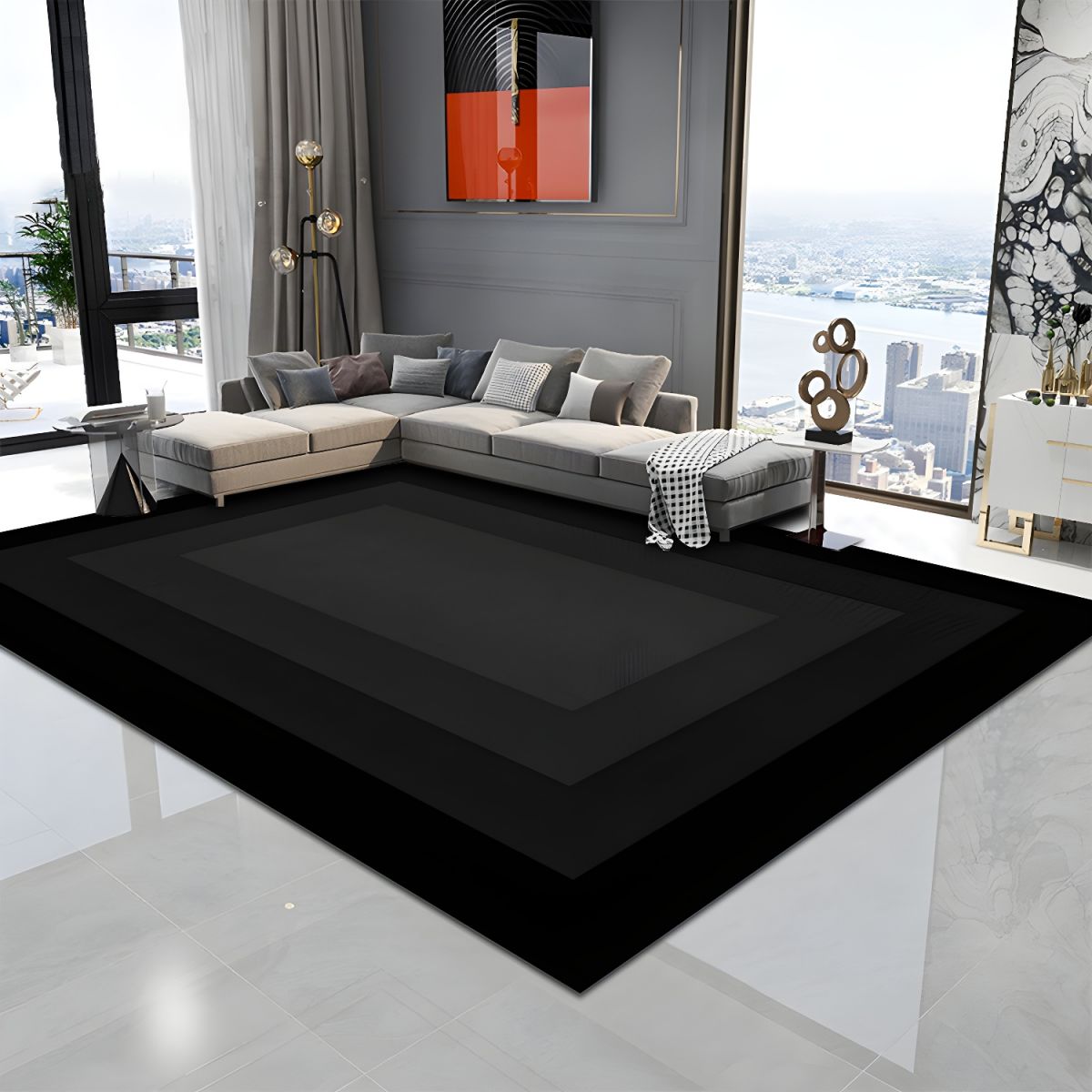 Ombre Gradient Polyester Area Rug Nordic Modern Runner | Savento