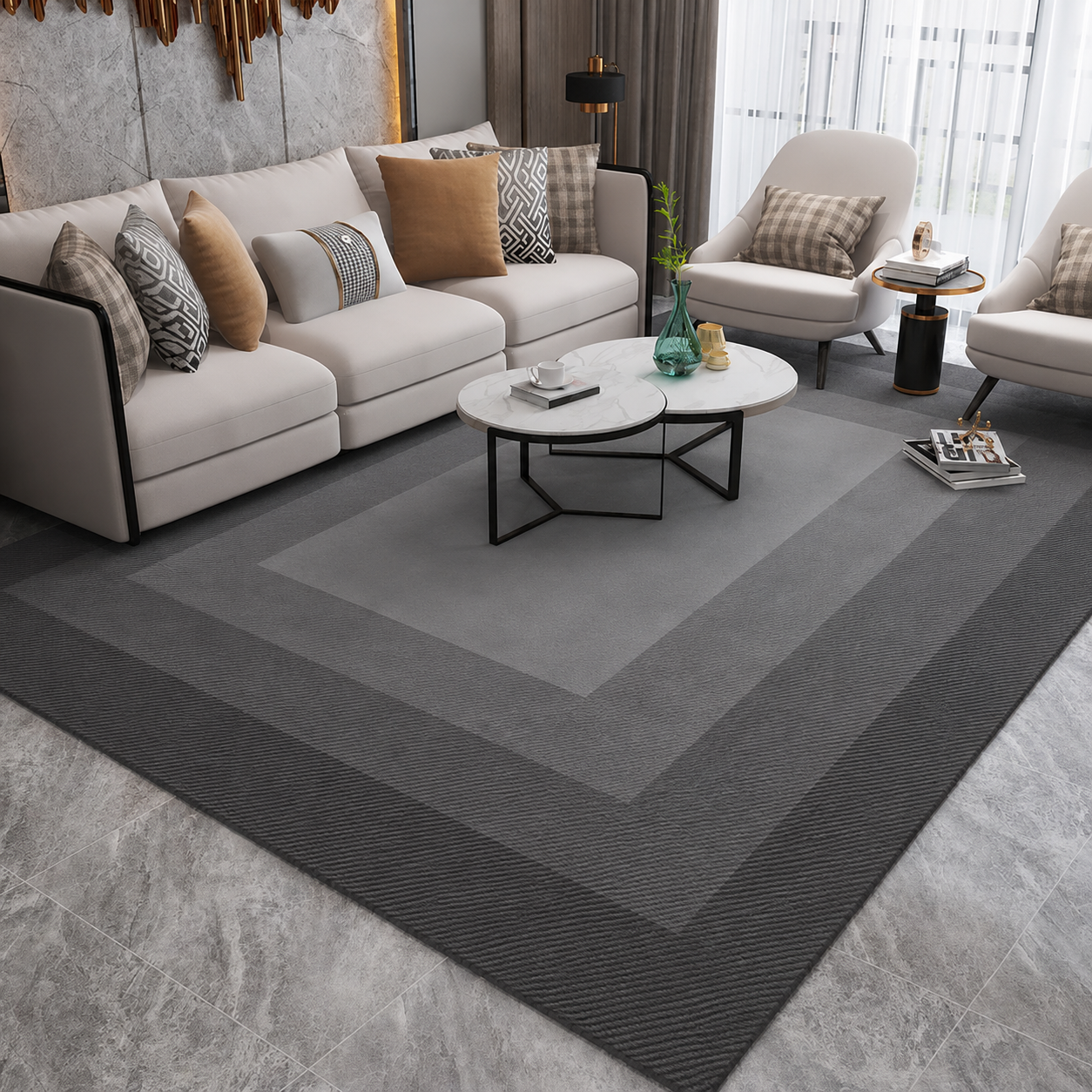 Ombre Pattern Polyester Rug Nordic Modern Living Room | Norvela