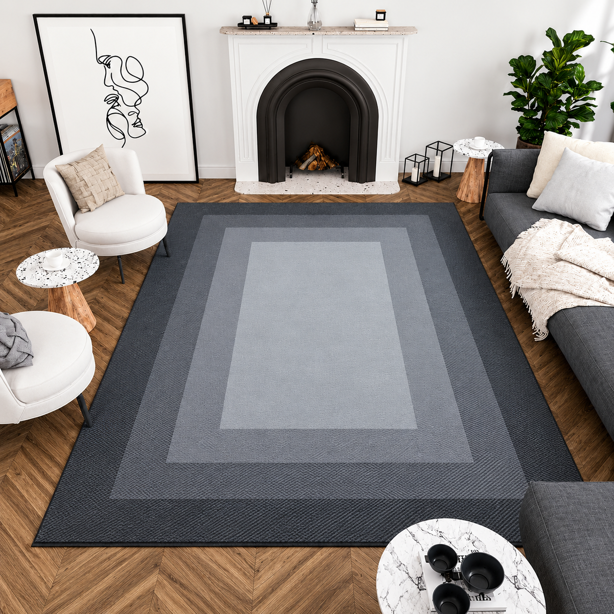 Ombre Pattern Polyester Rug Nordic Modern Living Room | Norvela