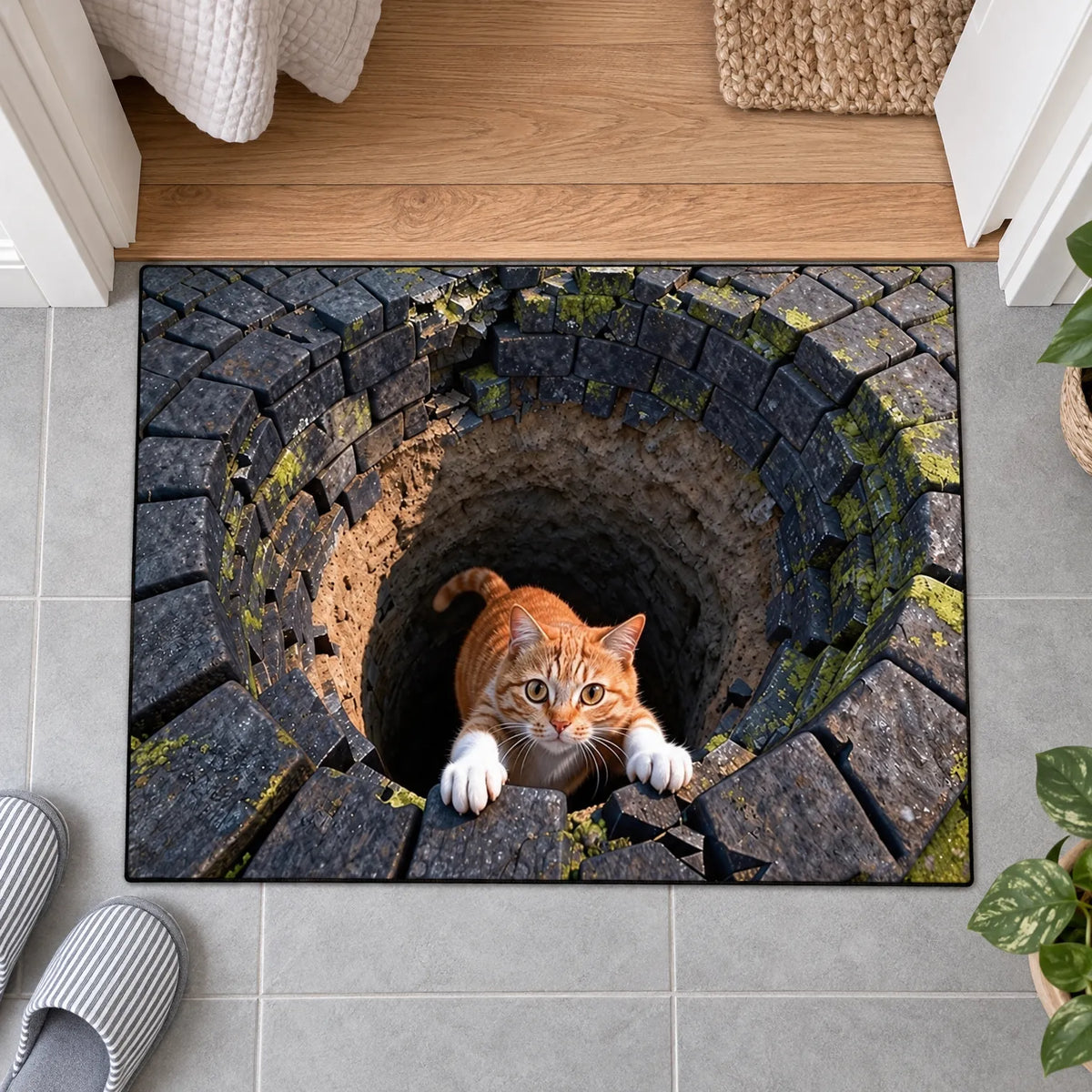 Optical Illusion Cat Door Mat