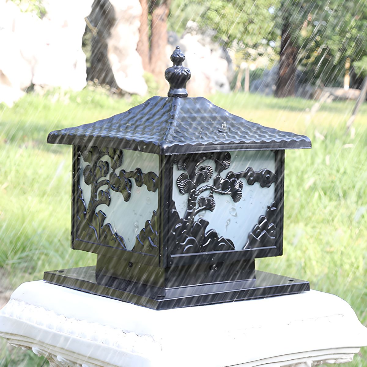 Outdoor Aluminium Cube Pillar Light for Garden Patio | Lumoza