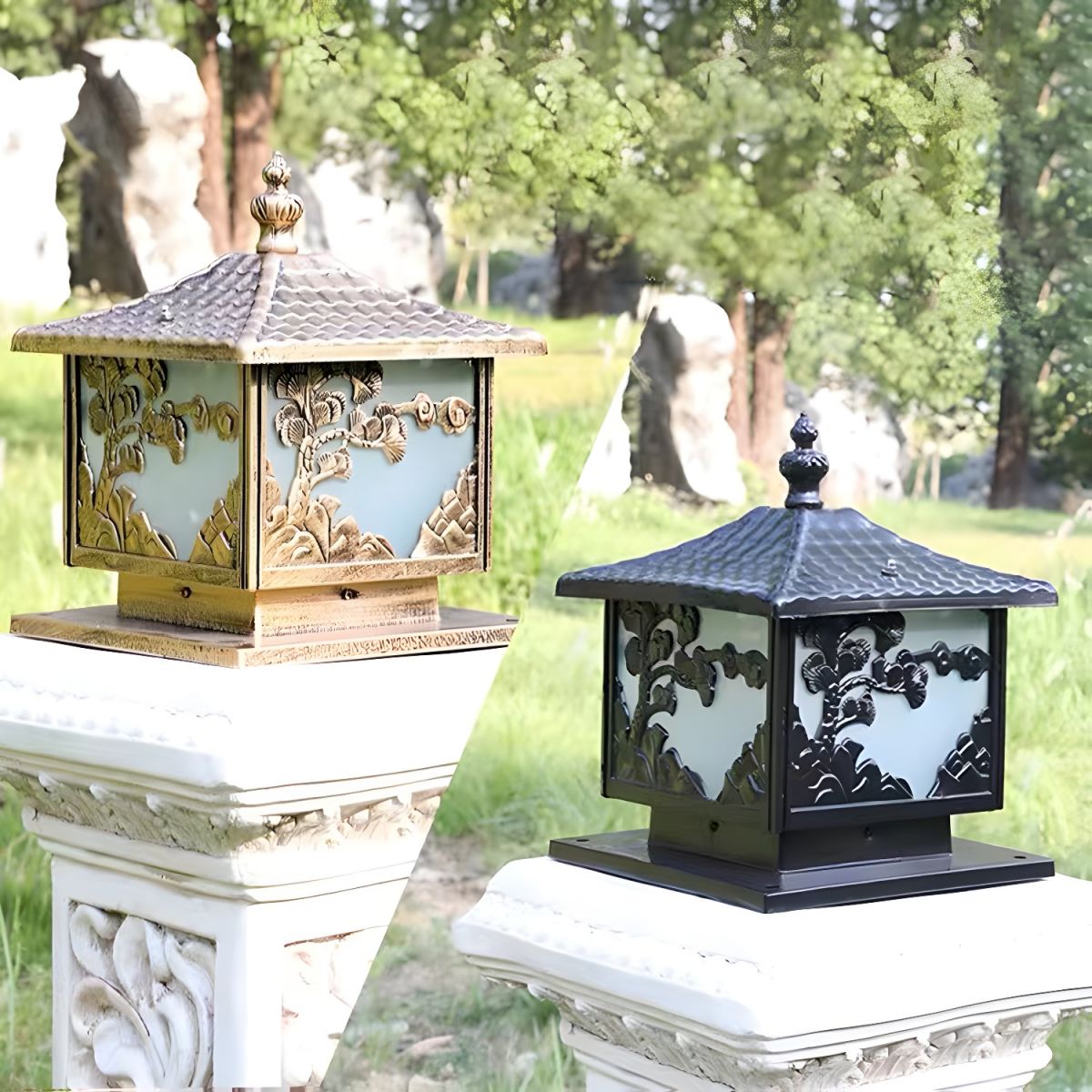 Outdoor Aluminium Cube Pillar Light for Garden Patio | Lumoza