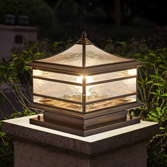 Outdoor Brass Square Light with Glass Shade Nordic Style | Gorlena
