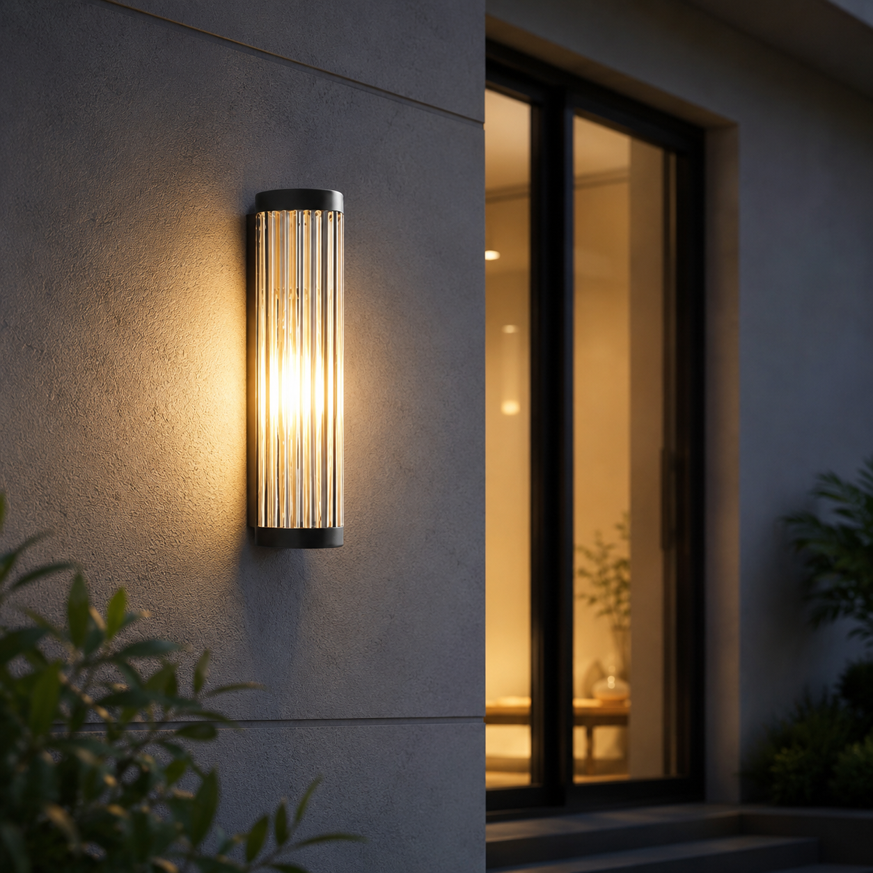 Outdoor Metal Glass Wall Light Warm LED Exterior | Telqor