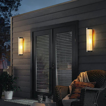 Outdoor Metal Glass Wall Light Warm LED Exterior | Telqor