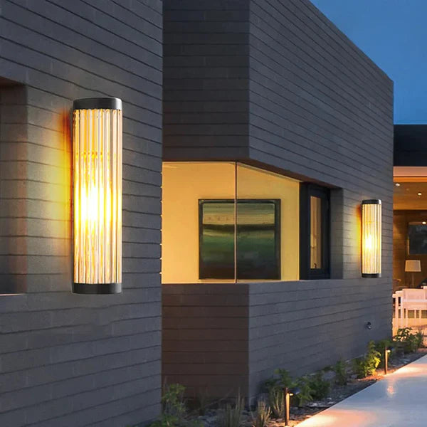 Outdoor Metal Glass Wall Light Warm LED Exterior | Telqor