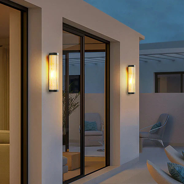 Outdoor Metal Glass Wall Light Warm LED Exterior | Telqor