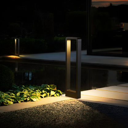 Outdoor Metal Pillar Light Glass Shade Modern Design | Marvexo