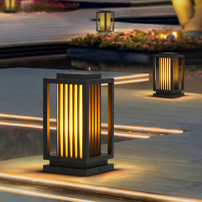 Outdoor Rectangular Pillar Light Black LED Modern | Larvex